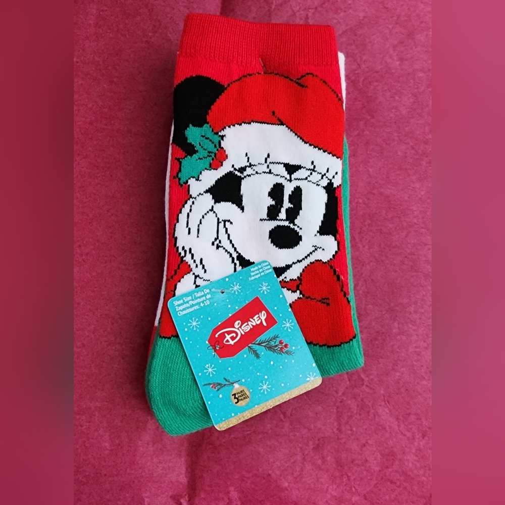Disney Minnie Mouse Christmas Socks‎ 3 pairs NWT